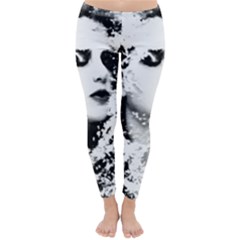 Romantic Dreaming Girl Grunge Black White Winter Leggings  by EDDArt