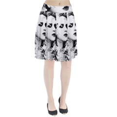 Romantic Dreaming Girl Grunge Black White Pleated Skirt by EDDArt