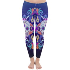 Día De Los Muertos Skull Ornaments Multicolored Winter Leggings  by EDDArt