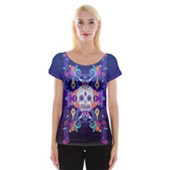 Día De Los Muertos Skull Ornaments Multicolored Women s Cap Sleeve Top by EDDArt