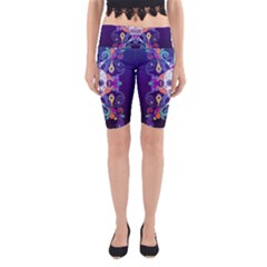 Día De Los Muertos Skull Ornaments Multicolored Yoga Cropped Leggings