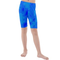 Simple Blue Kids  Mid Length Swim Shorts by Valentinaart