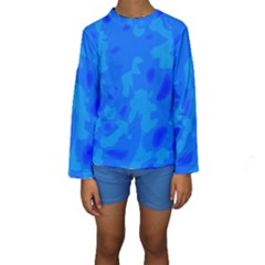 Simple Blue Kids  Long Sleeve Swimwear by Valentinaart