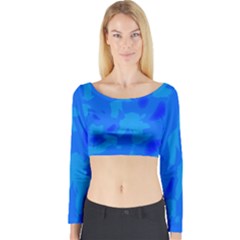 Simple Blue Long Sleeve Crop Top by Valentinaart