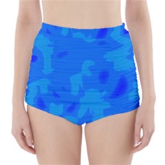 Simple Blue High-waisted Bikini Bottoms