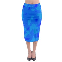 Simple Blue Midi Pencil Skirt