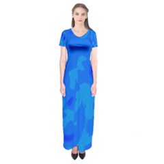 Simple Blue Short Sleeve Maxi Dress