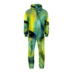 Light Blue Yellow Abstract Fractal Hooded Jumpsuit (kids) by designworld65