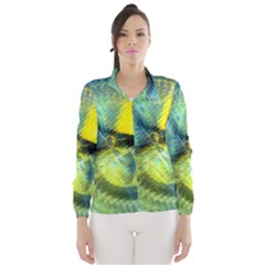 Light Blue Yellow Abstract Fractal Wind Breaker (women) by designworld65