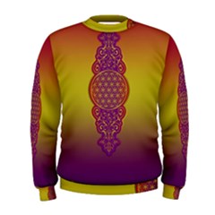 Flower Of Life Vintage Gold Ornaments Red Purple Olive Men s Sweatshirt by EDDArt