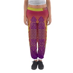 Flower Of Life Vintage Gold Ornaments Red Purple Olive Women s Jogger Sweatpants by EDDArt