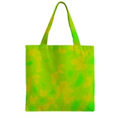 Simple Yellow And Green Zipper Grocery Tote Bag by Valentinaart