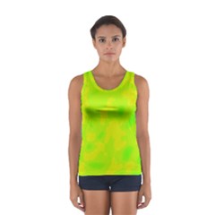 Simple Yellow And Green Women s Sport Tank Top  by Valentinaart