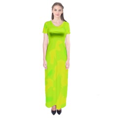 Simple Yellow And Green Short Sleeve Maxi Dress