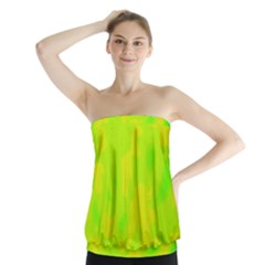 Simple Yellow And Green Strapless Top