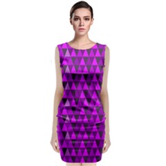 Purple Triangles Classic Sleeveless Midi Dress