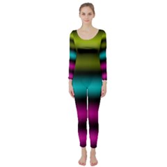 Dark Green Mint Blue Lilac Soft Gradient Long Sleeve Catsuit by designworld65