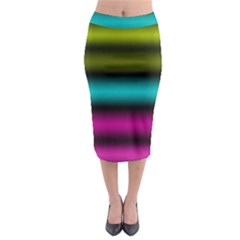 Dark Green Mint Blue Lilac Soft Gradient Midi Pencil Skirt