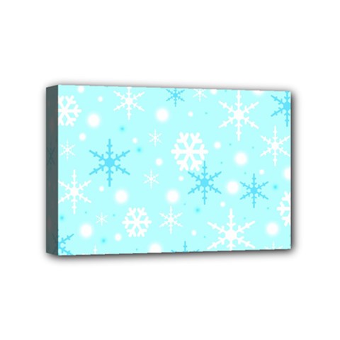 Blue Xmas Pattern Mini Canvas 6  X 4  by Valentinaart