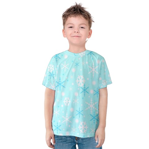 Blue Xmas Pattern Kids  Cotton Tee by Valentinaart