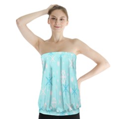 Blue Xmas Pattern Strapless Top by Valentinaart