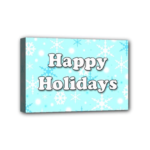 Happy Holidays Blue Pattern Mini Canvas 6  X 4  by Valentinaart