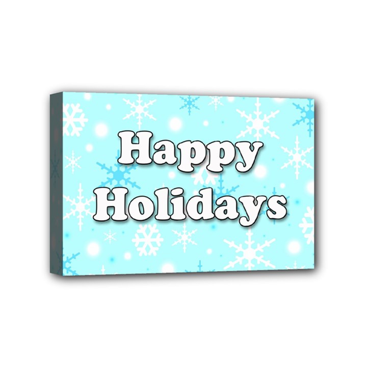 Happy holidays blue pattern Mini Canvas 6  x 4 