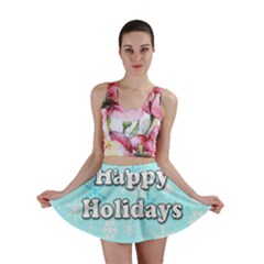 Happy Holidays Blue Pattern Mini Skirt by Valentinaart