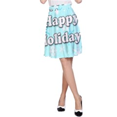 Happy Holidays Blue Pattern A-line Skirt by Valentinaart