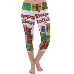 Happy Holidays - Gifts And Stars Capri Yoga Leggings