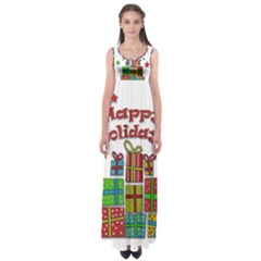 Happy Holidays - Gifts And Stars Empire Waist Maxi Dress