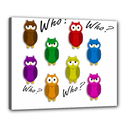 Cute Owls - Who? Canvas 20  X 16  by Valentinaart