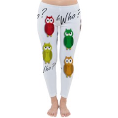 Cute Owls - Who? Winter Leggings  by Valentinaart