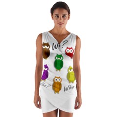 Cute Owls - Who? Wrap Front Bodycon Dress