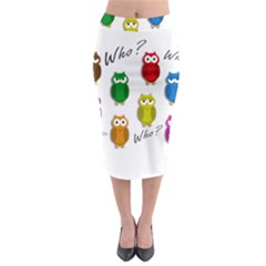 Cute Owls - Who? Midi Pencil Skirt