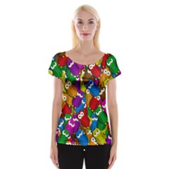 Cute Owls Mess Women s Cap Sleeve Top by Valentinaart