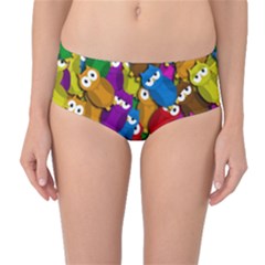 Cute Owls Mess Mid-waist Bikini Bottoms by Valentinaart