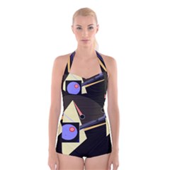 Construction Boyleg Halter Swimsuit 