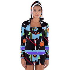 Abstract Composition  Women s Long Sleeve Hooded T-shirt by Valentinaart