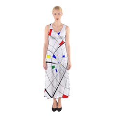 Swirl Grid With Colors Red Blue Green Yellow Spiral Sleeveless Maxi Dress by designworld65