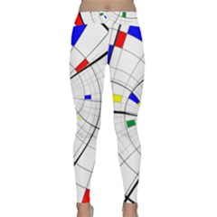 Swirl Grid With Colors Red Blue Green Yellow Spiral Yoga Leggings  by designworld65