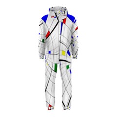 Swirl Grid With Colors Red Blue Green Yellow Spiral Hooded Jumpsuit (kids) by designworld65