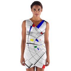 Swirl Grid With Colors Red Blue Green Yellow Spiral Wrap Front Bodycon Dress