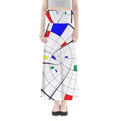 Swirl Grid With Colors Red Blue Green Yellow Spiral Maxi Skirts