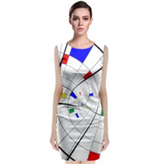 Swirl Grid With Colors Red Blue Green Yellow Spiral Classic Sleeveless Midi Dress