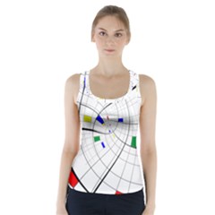 Swirl Grid With Colors Red Blue Green Yellow Spiral Racer Back Sports Top