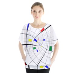 Swirl Grid With Colors Red Blue Green Yellow Spiral Blouse