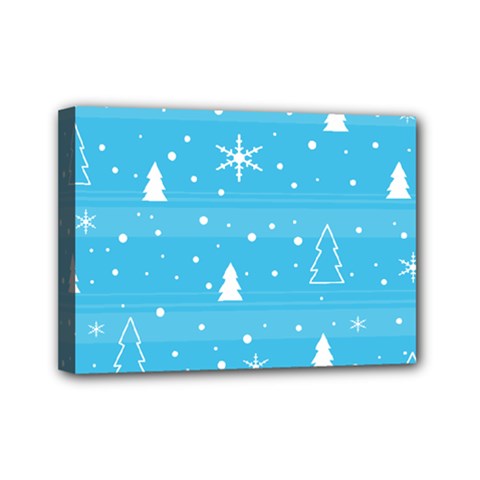 Blue Xmas Mini Canvas 7  X 5 