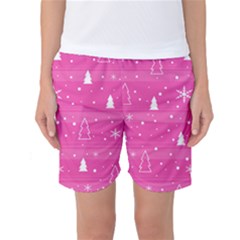 Magenta Xmas Women s Basketball Shorts by Valentinaart