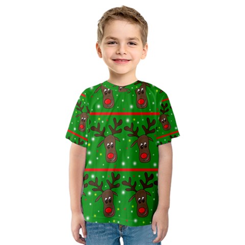 Reindeer Pattern Kids  Sport Mesh Tee by Valentinaart